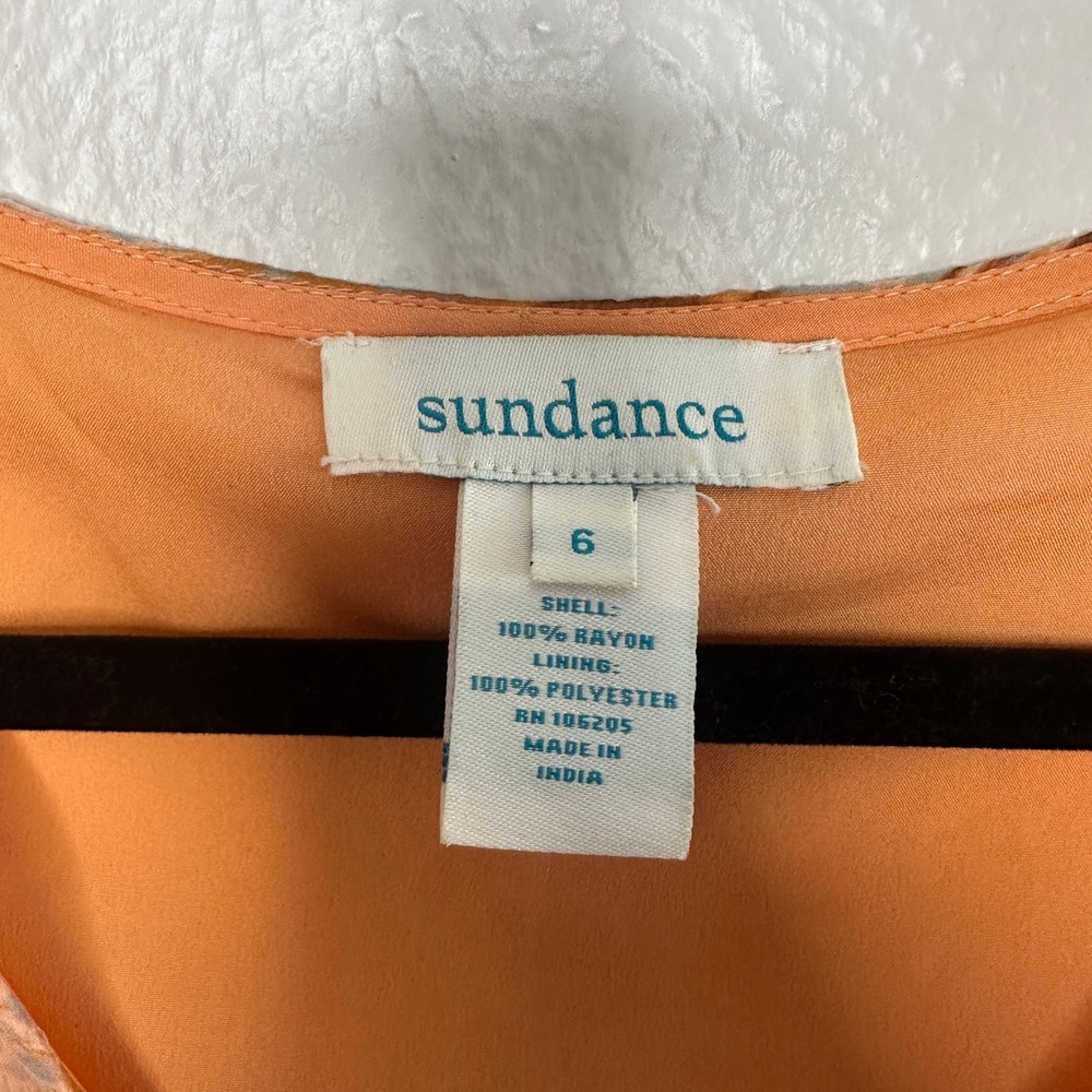 Sundance Orange Paisley Geometric Print V-Neck Sleeveless Midi Dress Size 6 - Picture 5 of 6